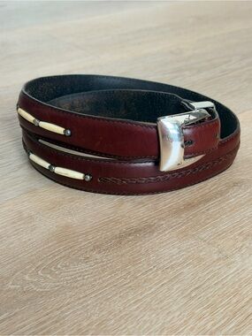 Vintage Brighton Onyx Braided Western Belt Brown Beaded Tapered 46”